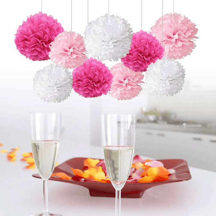 9Pcs/Set Pom Pom Tissue Paper Flower Balls Wedding Birthday Party Shower Decorations - MRSLM