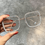 Korean square diamond-studded glasses, view 3 - MRSLM