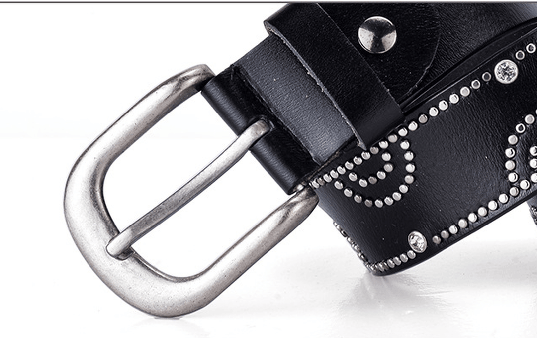 Girly Pants Belt with Rhinestone Inlaid Alloy Pin Buckle - MRSLM