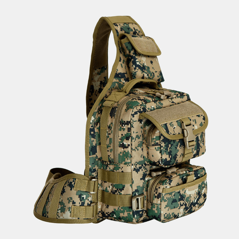 Men Nylon Tactical Camouflage Riding Camping Sport Outdoor Shoulder Bag Chest Bag - MRSLM
