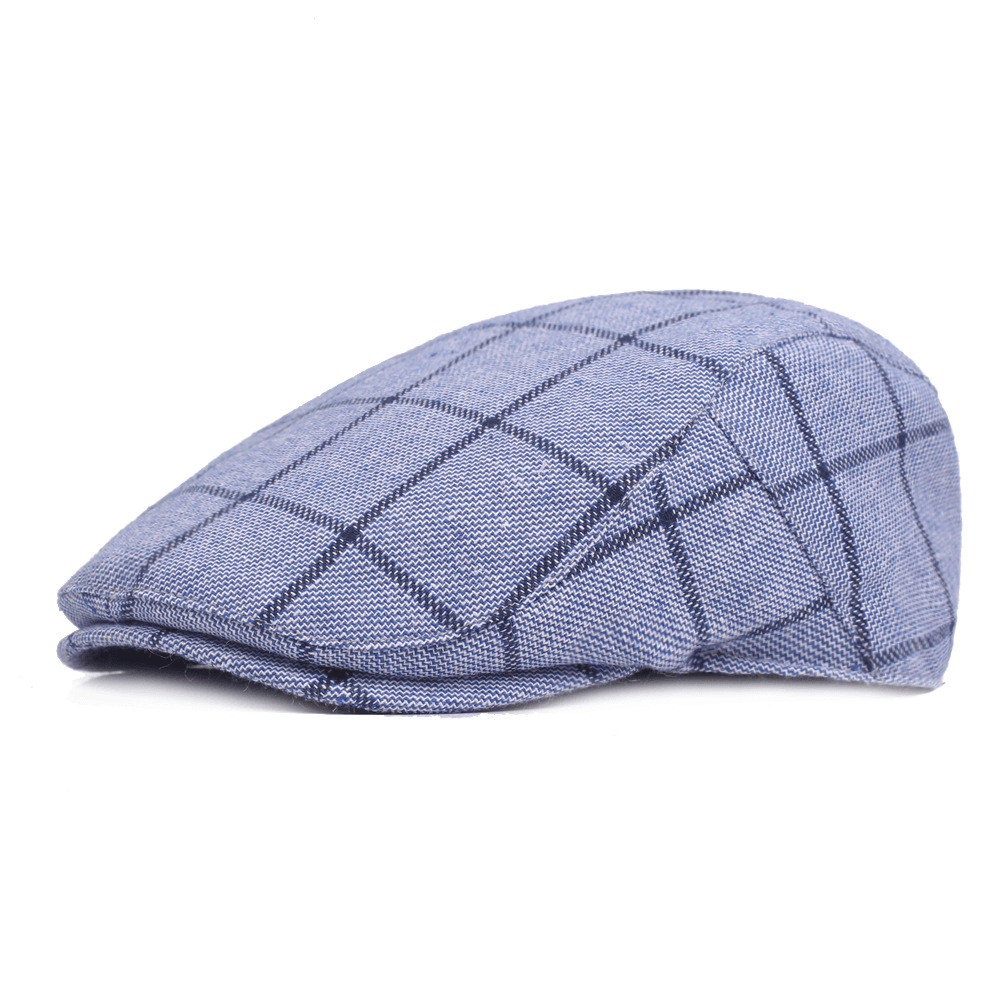 Men'S Plaid Cap Cotton College Style - MRSLM