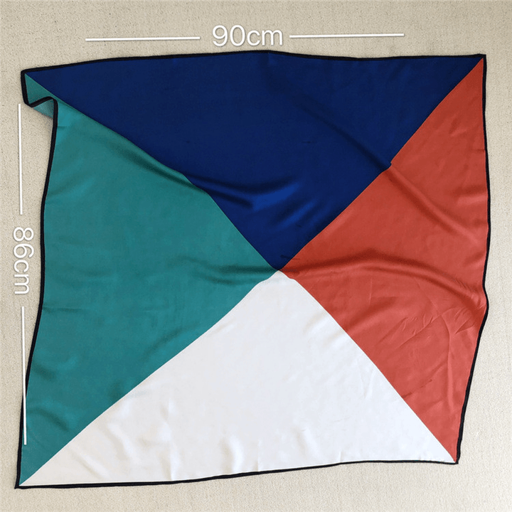 French Single Geometric Silk Scarf, Twill Satin Sunscreen Shawl - MRSLM