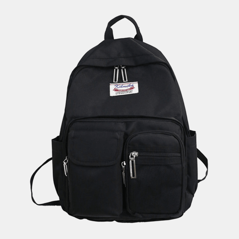 Women Solid Backpack Casual Large Capacity Multi-Pocket School Bag Backpack - MRSLM