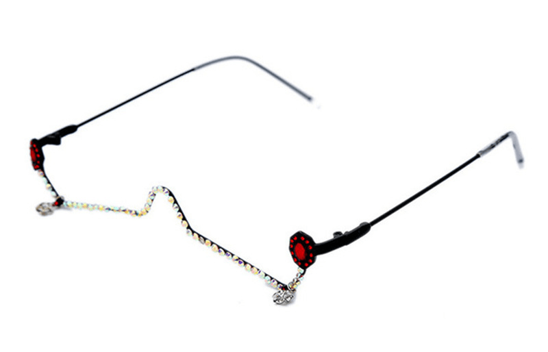Women's rhinestone metal glasses frame, view 3 - MRSLM