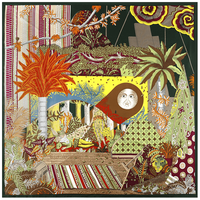 flower and bird twill scarf, view 8 - MRSLM