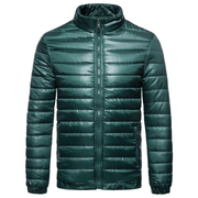 Men'S Solid down Cotton Jacket with Standing Collar - MRSLM