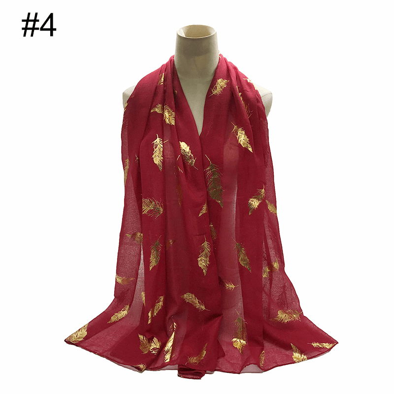 gold leaf print scarf turban shawl, view 6 - MRSLM