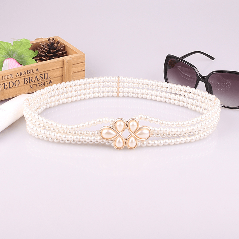 All-Match Fashionable Pearl Diamond Flower Waist Chain Decoration - MRSLM