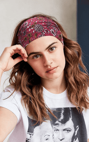 bohemian print wide elastic headband, view 3 - MRSLM