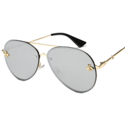 large gold metal frame UV400 sunglasses, view 3 - MRSLM