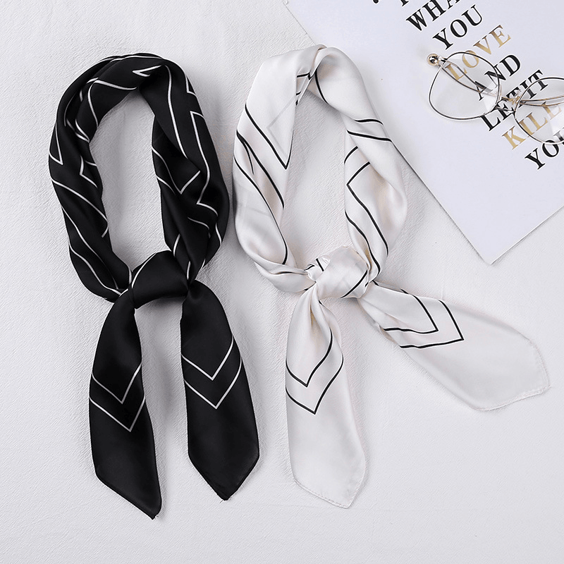 2021 New Simple Temperament Imitation Silk Small Square Scarf with Dress Printing Silk Scarf Professional Small Scarf Wholesale - MRSLM