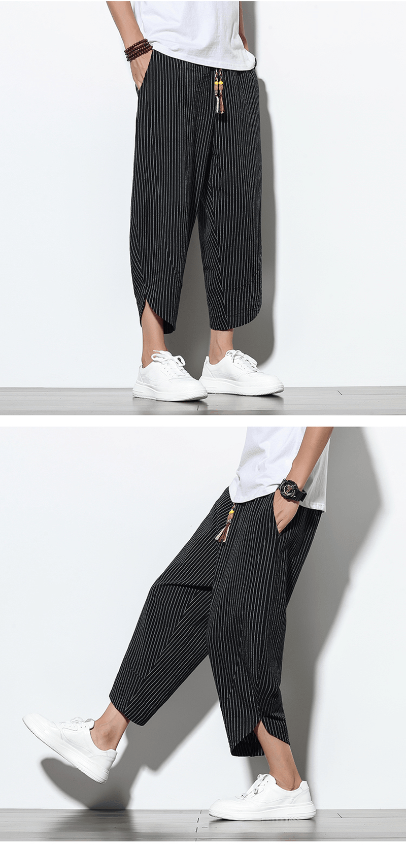 men's striped harem pants, view 9 - MRSLM