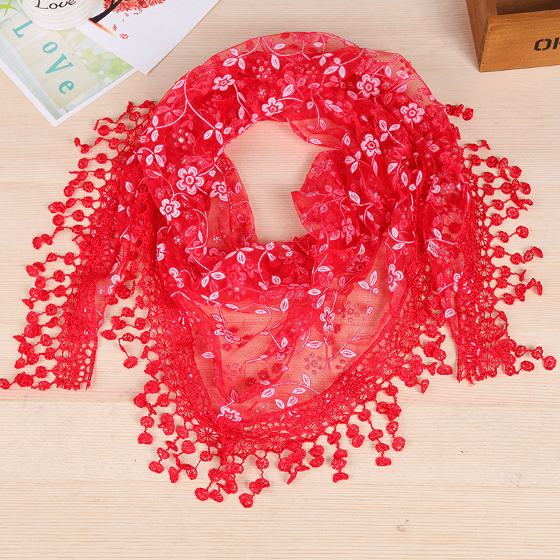 Women's lace fringed scarf - MRSLM