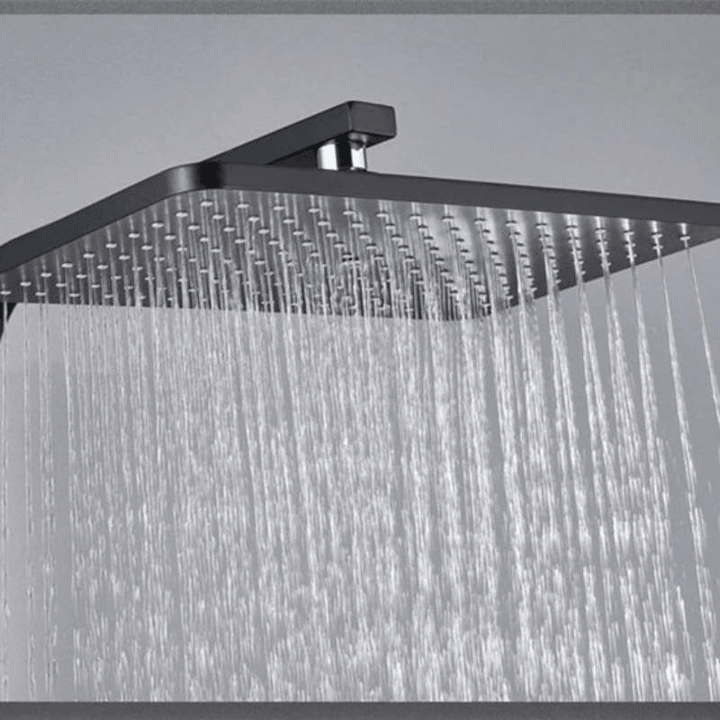 Thermostatic Digital Shower Set Faucet Bathroom Shower System Black Gold Shower Faucet Square Shower Head Bath Shower System - MRSLM