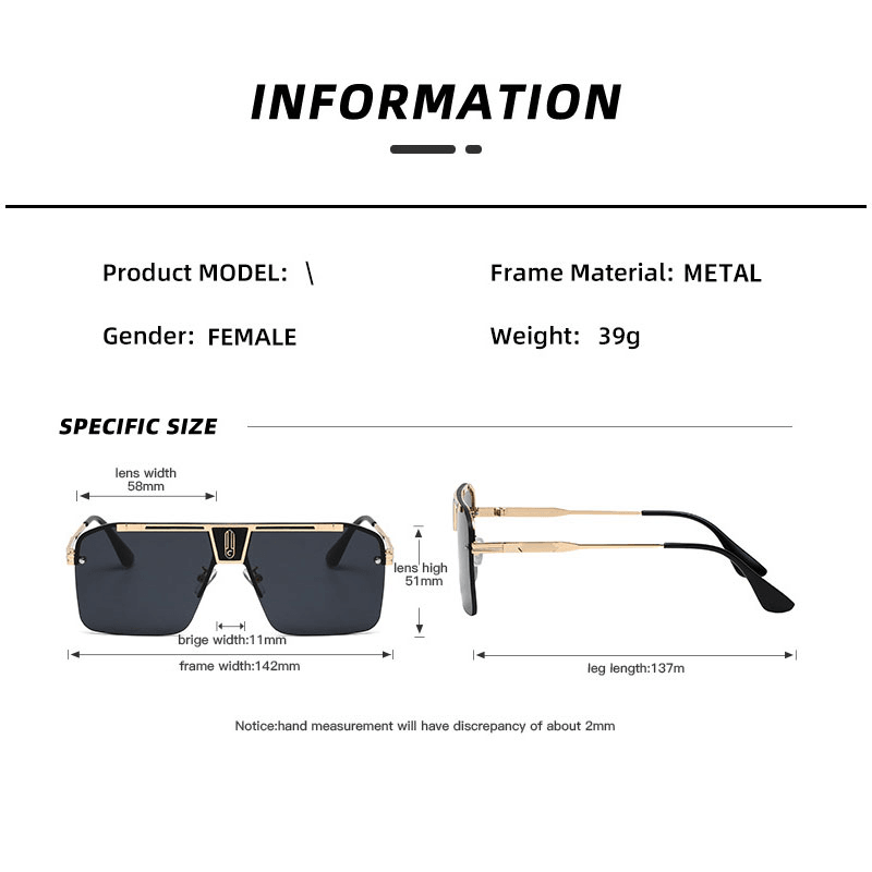 large square metal sunglasses, view 8 - MRSLM
