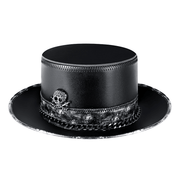 pu leather skull chain hat, view 2 - MRSLM