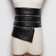 Women's black wide waist belt, view 3 - MRSLM
