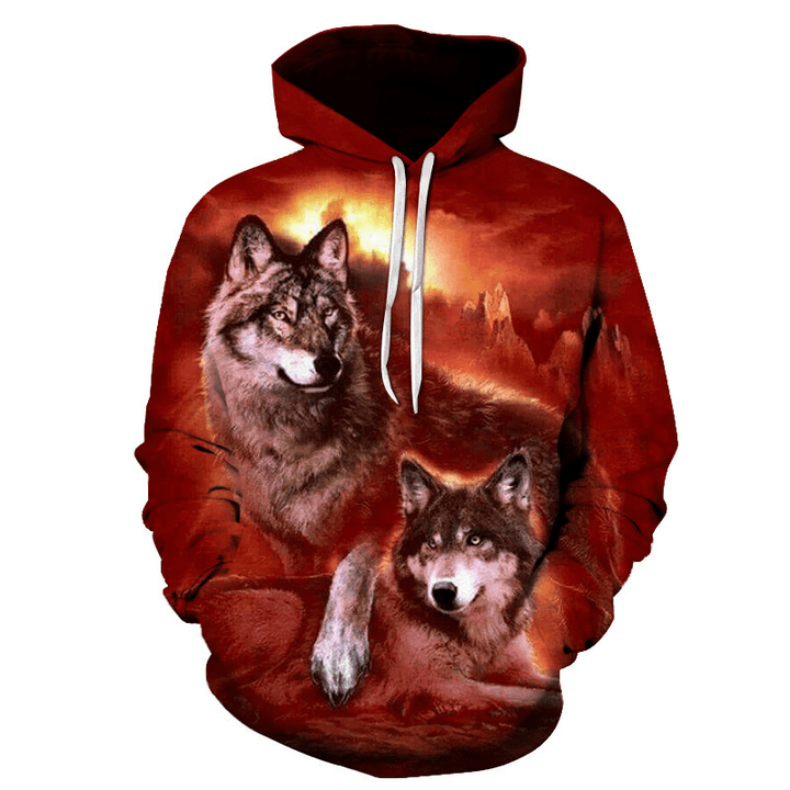 Digital Double Wolf Print Long-Sleeved Sweater - MRSLM