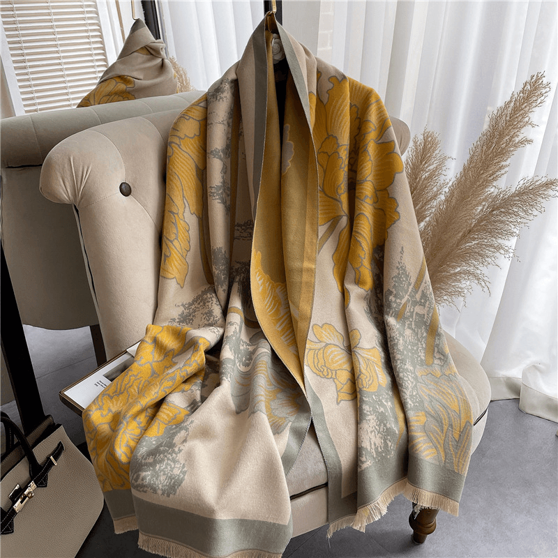thick imitation cashmere check scarf, view 10 - MRSLM