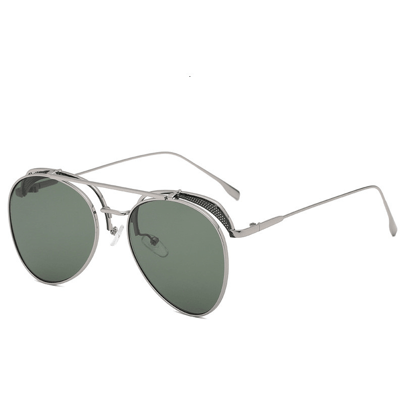 retro round transparent color metal sunglasses, view 4 - MRSLM