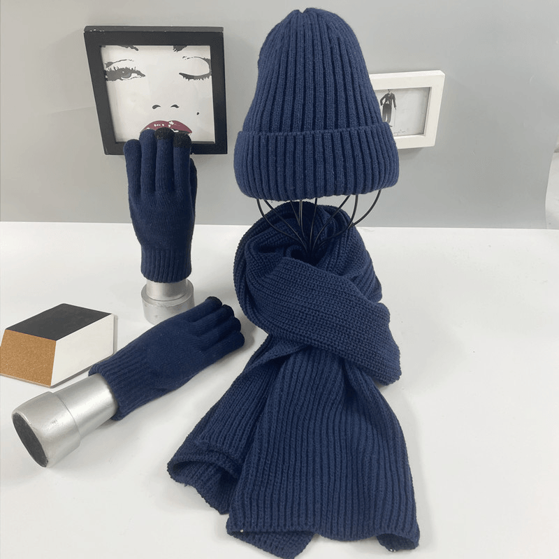 knitted scarf, hat and gloves three-piece set, view 5 - MRSLM