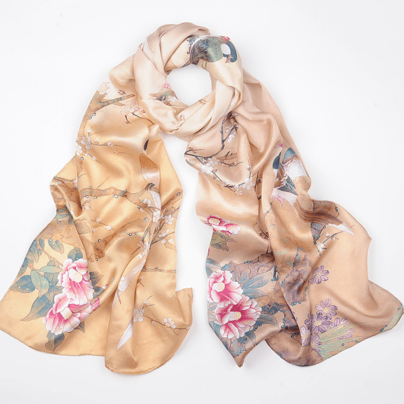 women's hand-curled silk long scarf, view 3 - MRSLM