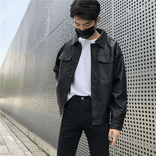 Men's loose PU leather workwear jacket - MRSLM
