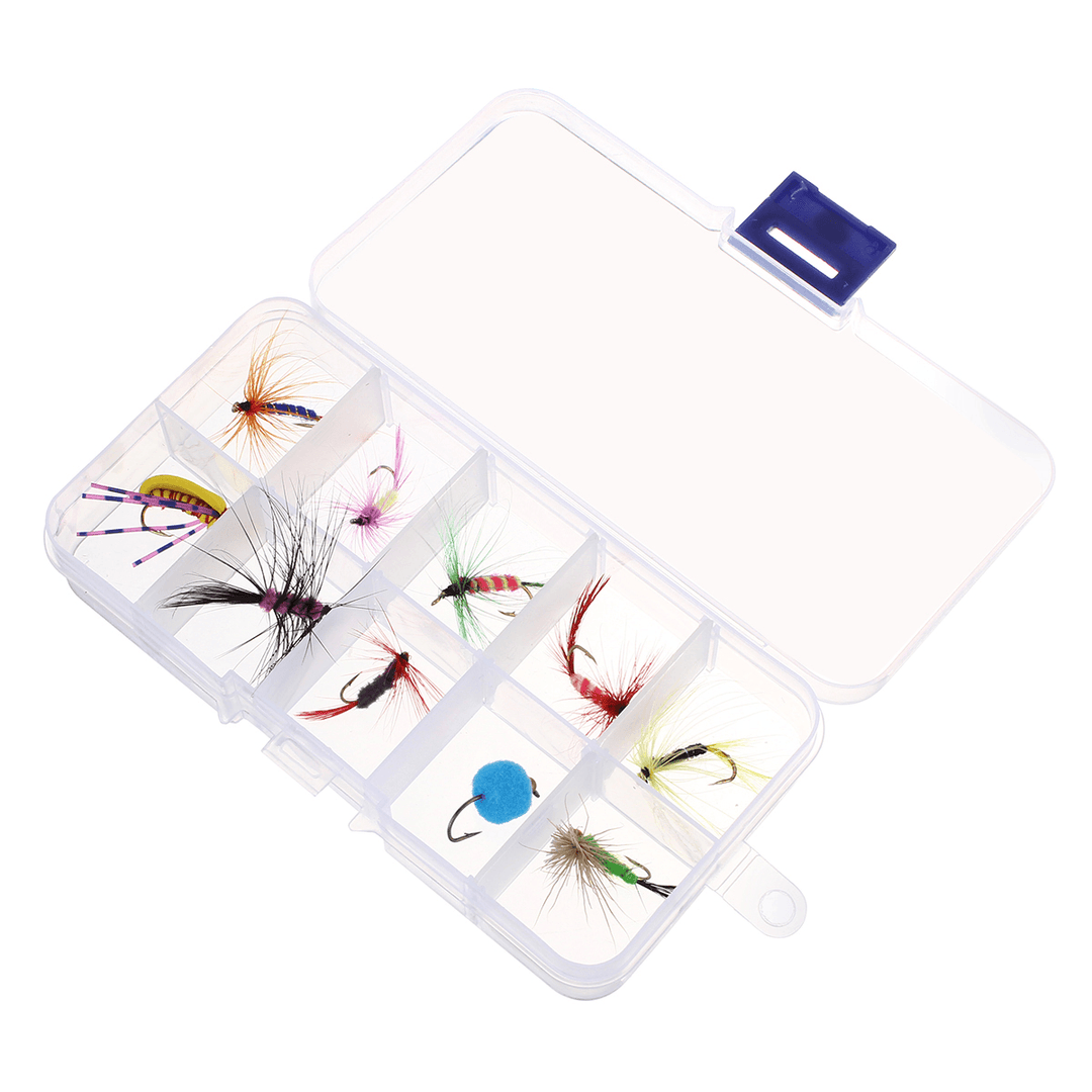 ZANLURE 10 Pcs Fishing Lures Trout Fly Fishing Baits Floating Insect Fishing Tackle with Storage Box - MRSLM