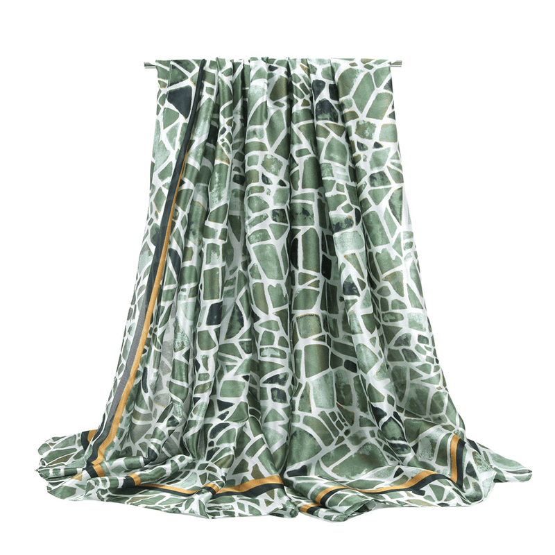 thin silk geometric print scarf shawl, view 3 - MRSLM