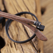 Big round glasses frame with wood temples, view 3 - MRSLM