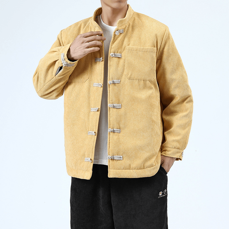 men's casual cotton buckle top coat, view 3 - MRSLM