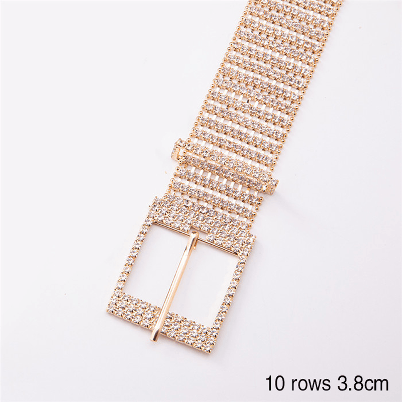 Women'S Shiny Alloy Belt with Rhinestones - MRSLM