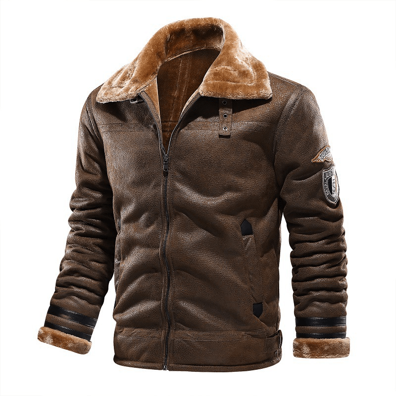 faux leather velvet padded lapel coat, view 3 - MRSLM