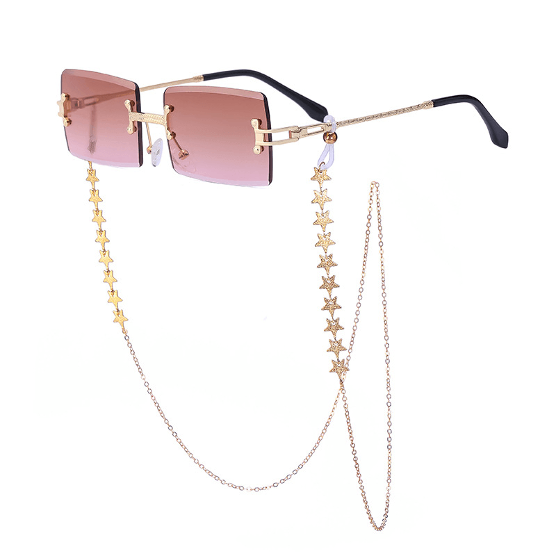 women's rimless diamond cut chain sunglasses, view 5 - MRSLM