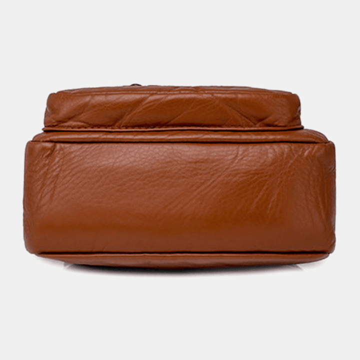 Women PU Leather Portable Large Capacity Earphone Hole Crossbody Bags Shoulder Bag Chest Bag - MRSLM