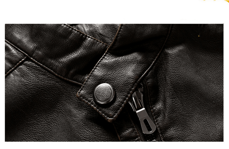 Men's slim PU leather jacket, view 4 - MRSLM