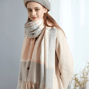 women's plaid wool tassel scarf - MRSLM