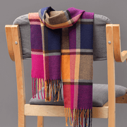 plaid imitation cashmere tassel scarf, view 14 - MRSLM