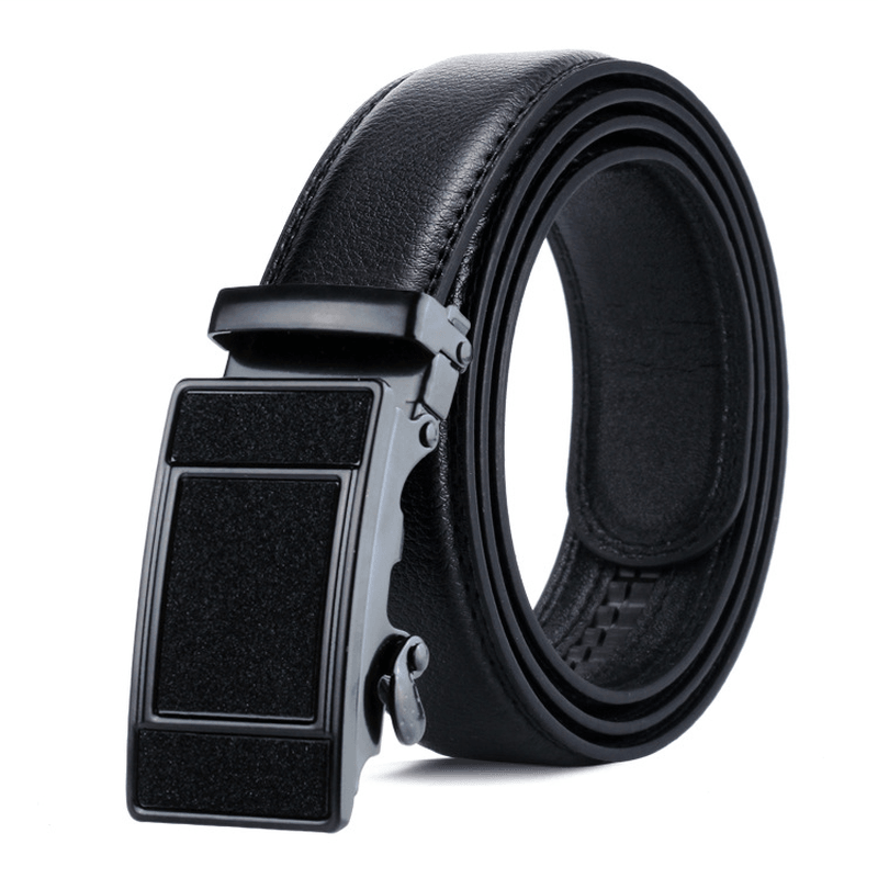 Matte black men's belt with lychee pattern - MRSLM