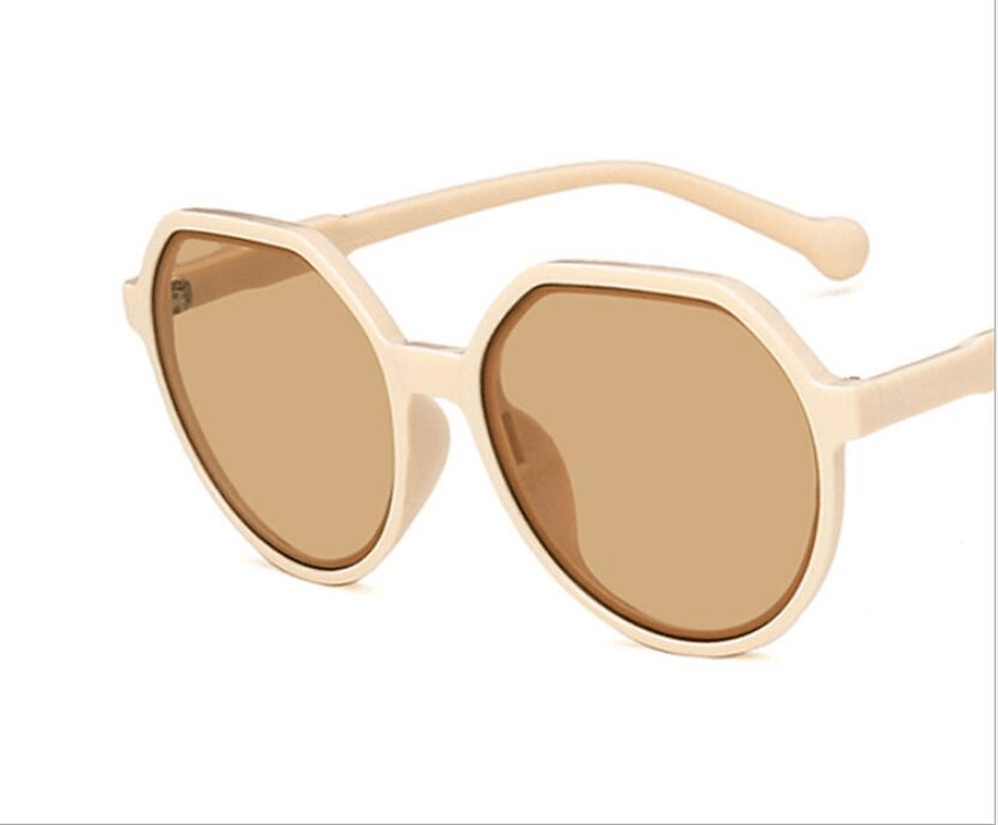 Brown Retro Small Frame White Sunglasses - MRSLM