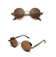 gothic steampunk round metal sunglasses, view 3 - MRSLM