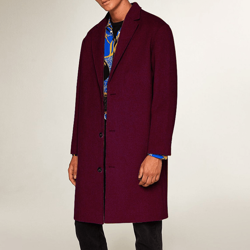 men's long woolen blend jacket, view 4 - MRSLM