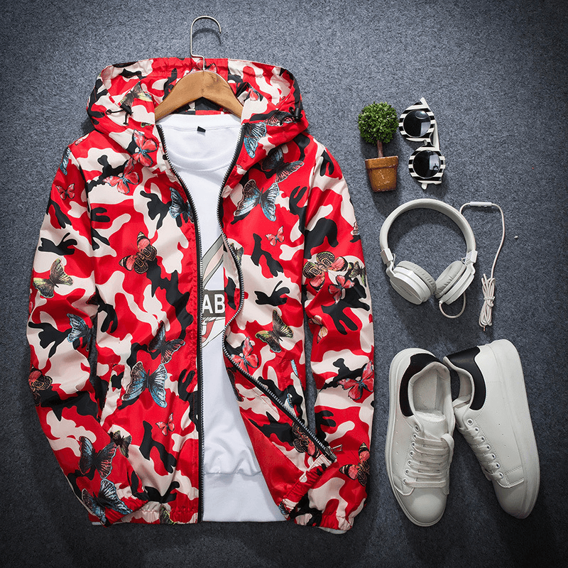 Hooded Men's Jacket Casual Long Sleeve Student Top Slim Teen Windbreaker