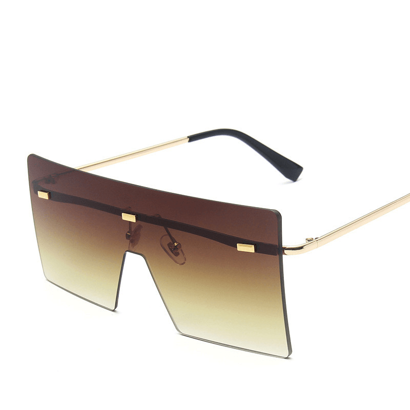 Large Frame One-Piece Sunglasses Women's Square Frameless Ocean Piece Sunglasses