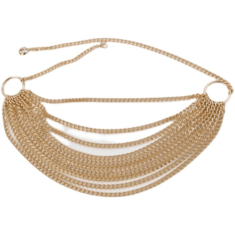 multi-level gold metal waist chain belt - MRSLM