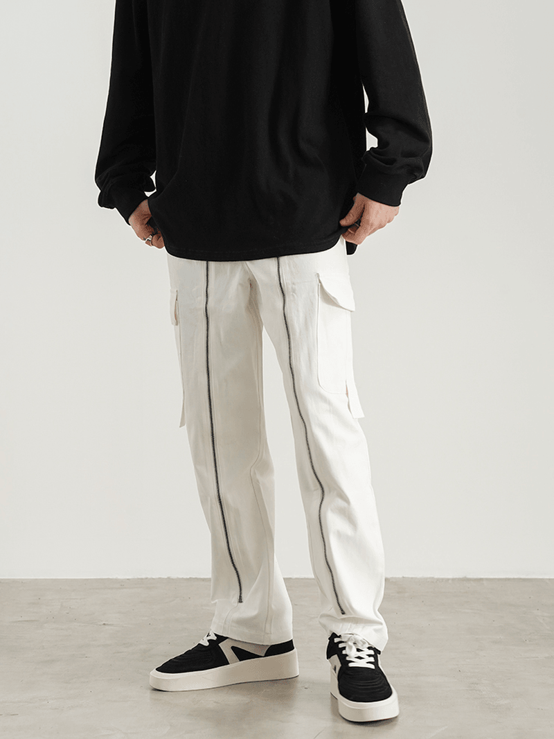 men's loose straight zipper jeans, view 3 - MRSLM