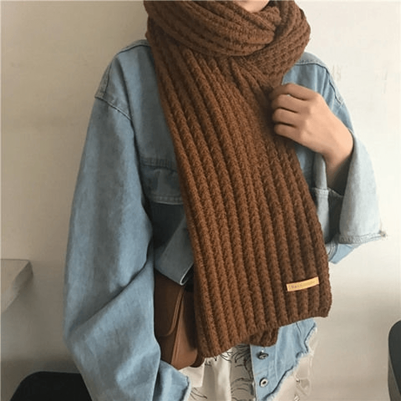 Women's thick knit striped winter scarf, view 9 - MRSLM