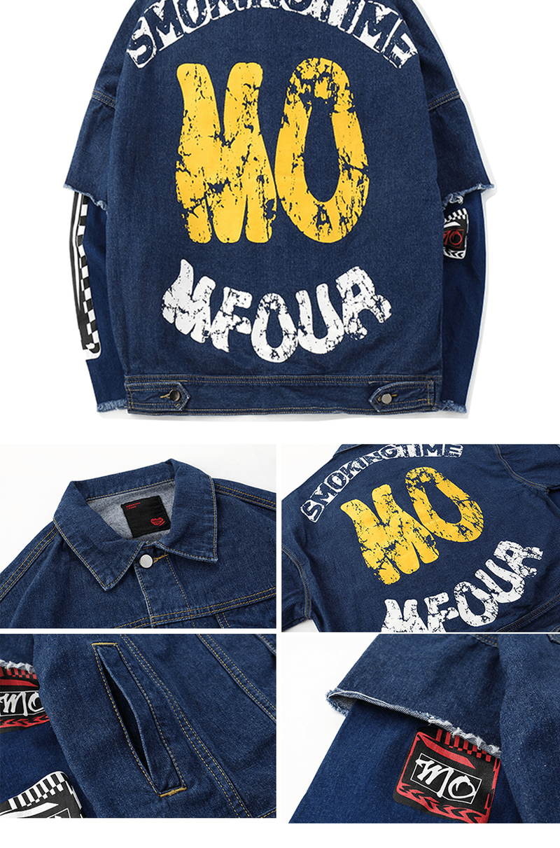loose dark blue cotton street jacket, view 6 - MRSLM