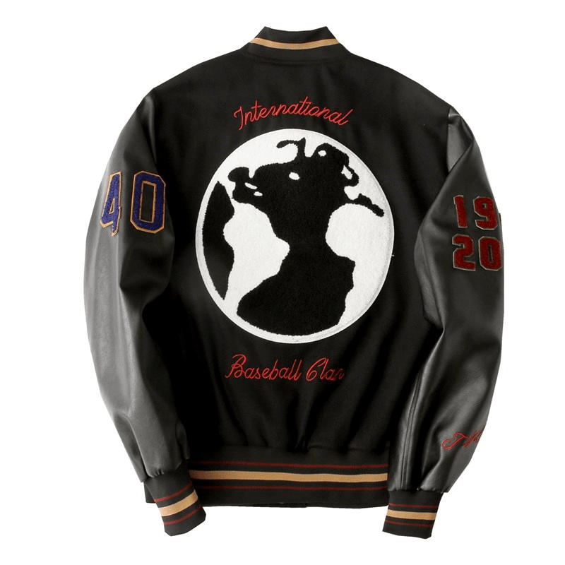 wool baseball jacket, view 3 - MRSLM