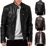 Men's zip PU leather jacket - MRSLM